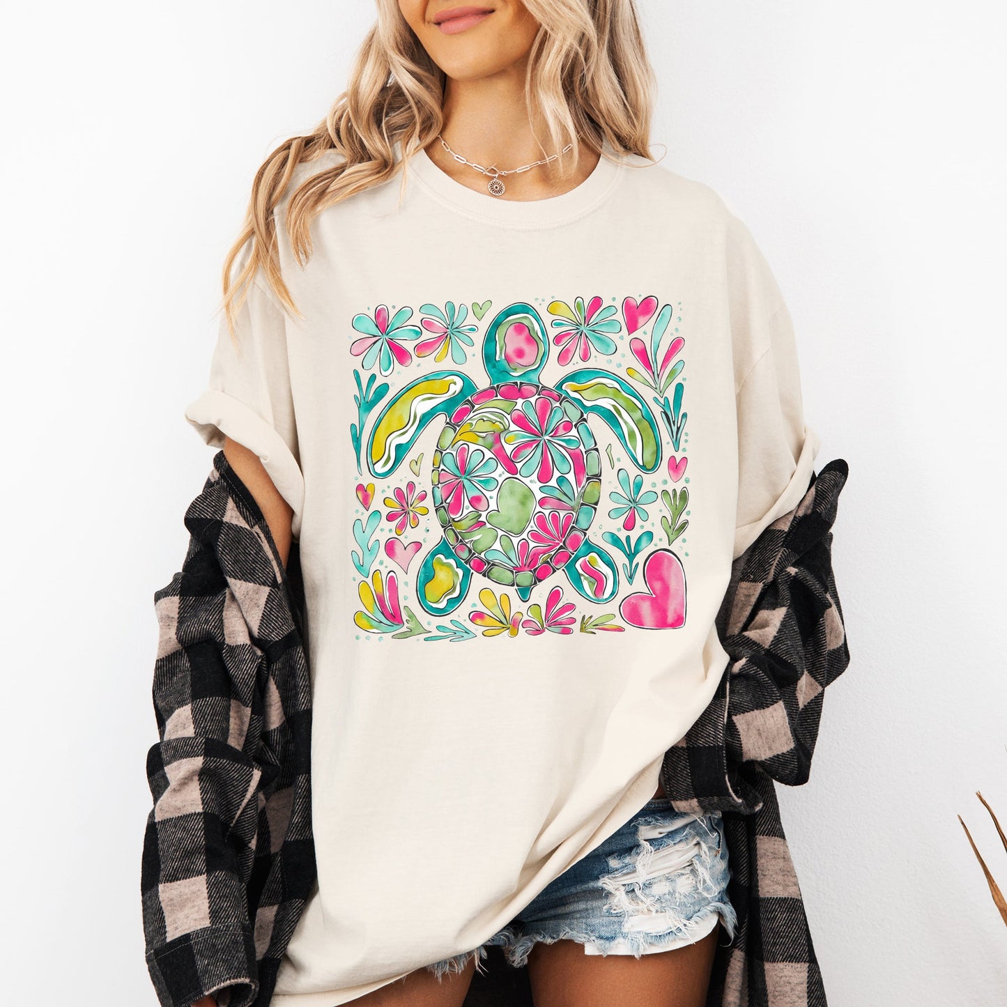 Painted Sea Turtle, Turtle, Sea, Ocean, Summer, Beach, Comfort Colors T-Shirt