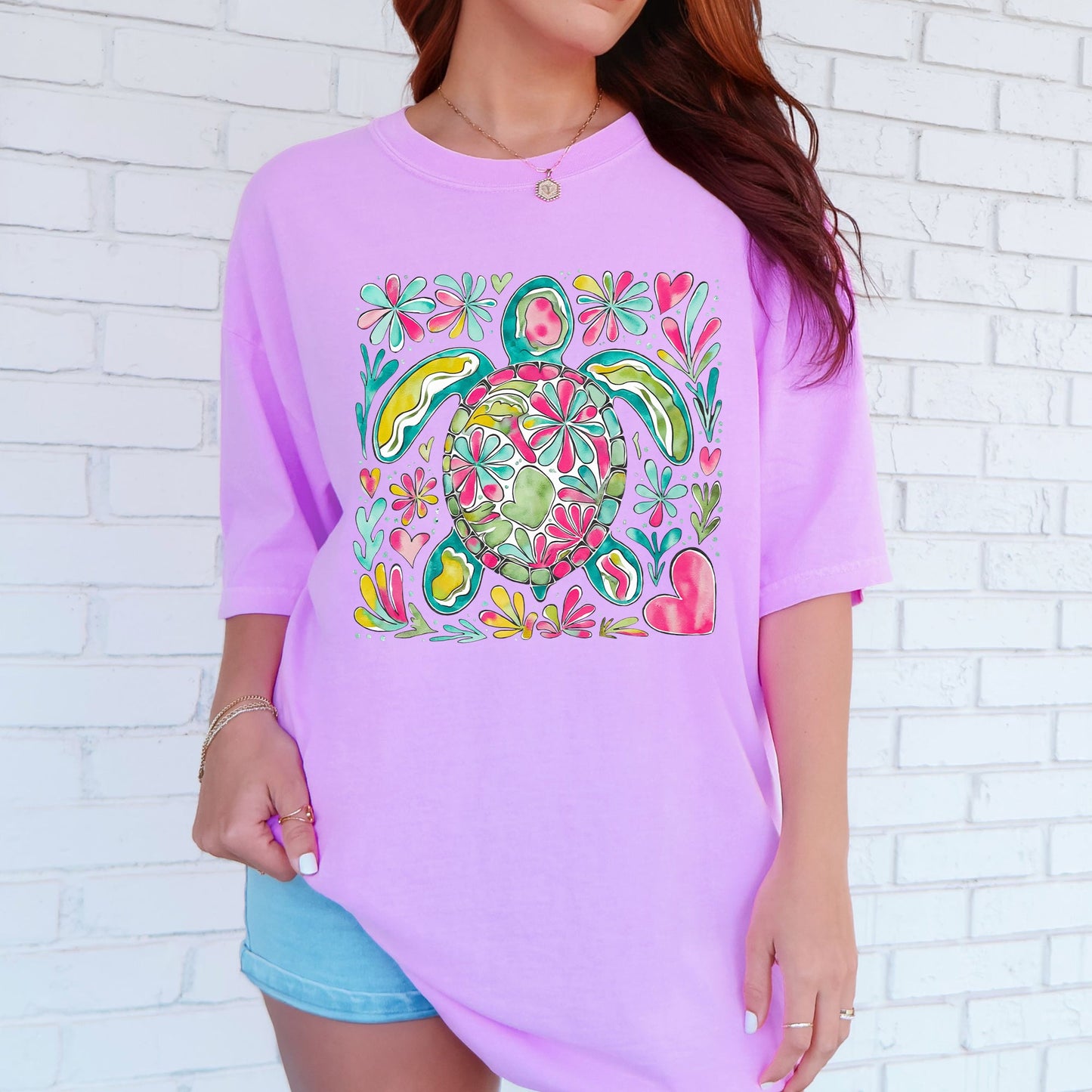 Painted Sea Turtle, Turtle, Sea, Ocean, Summer, Beach, Comfort Colors T-Shirt