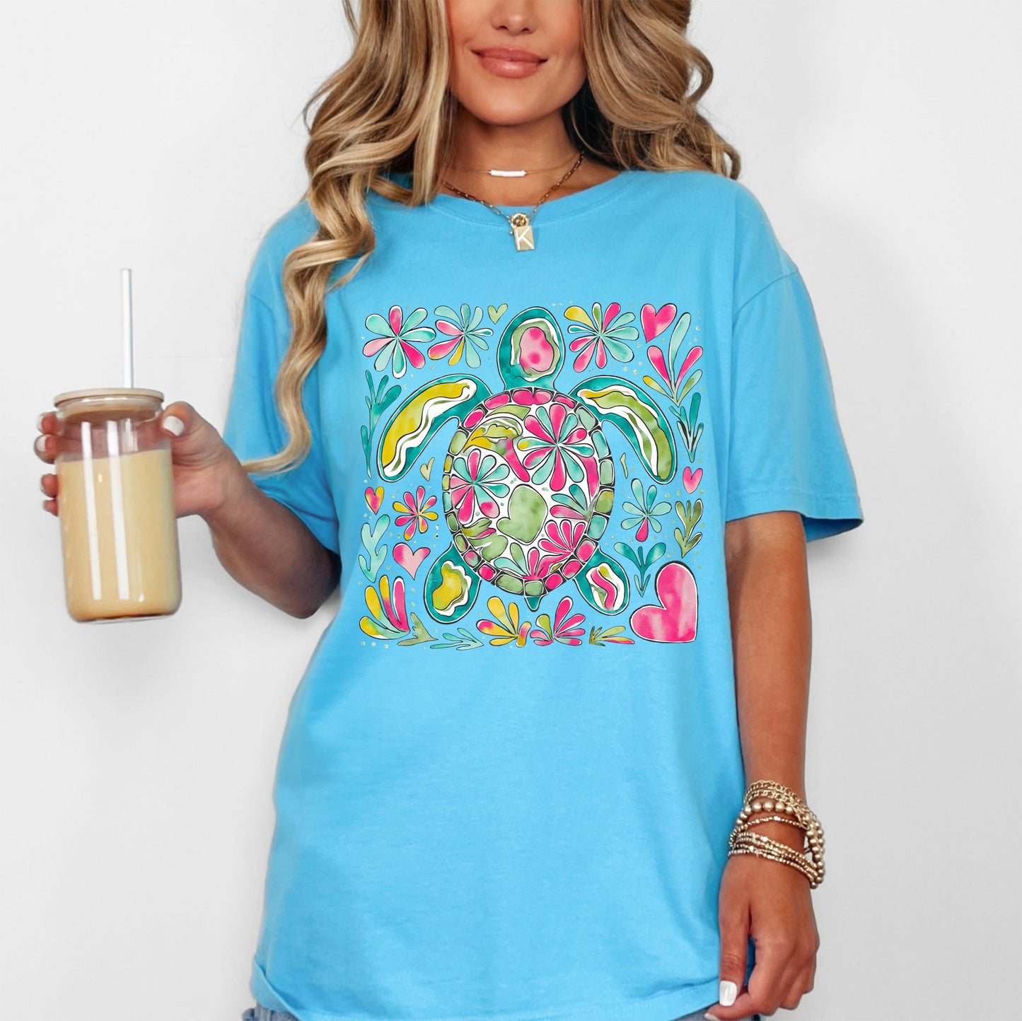 Painted Sea Turtle, Turtle, Sea, Ocean, Summer, Beach, Comfort Colors T-Shirt