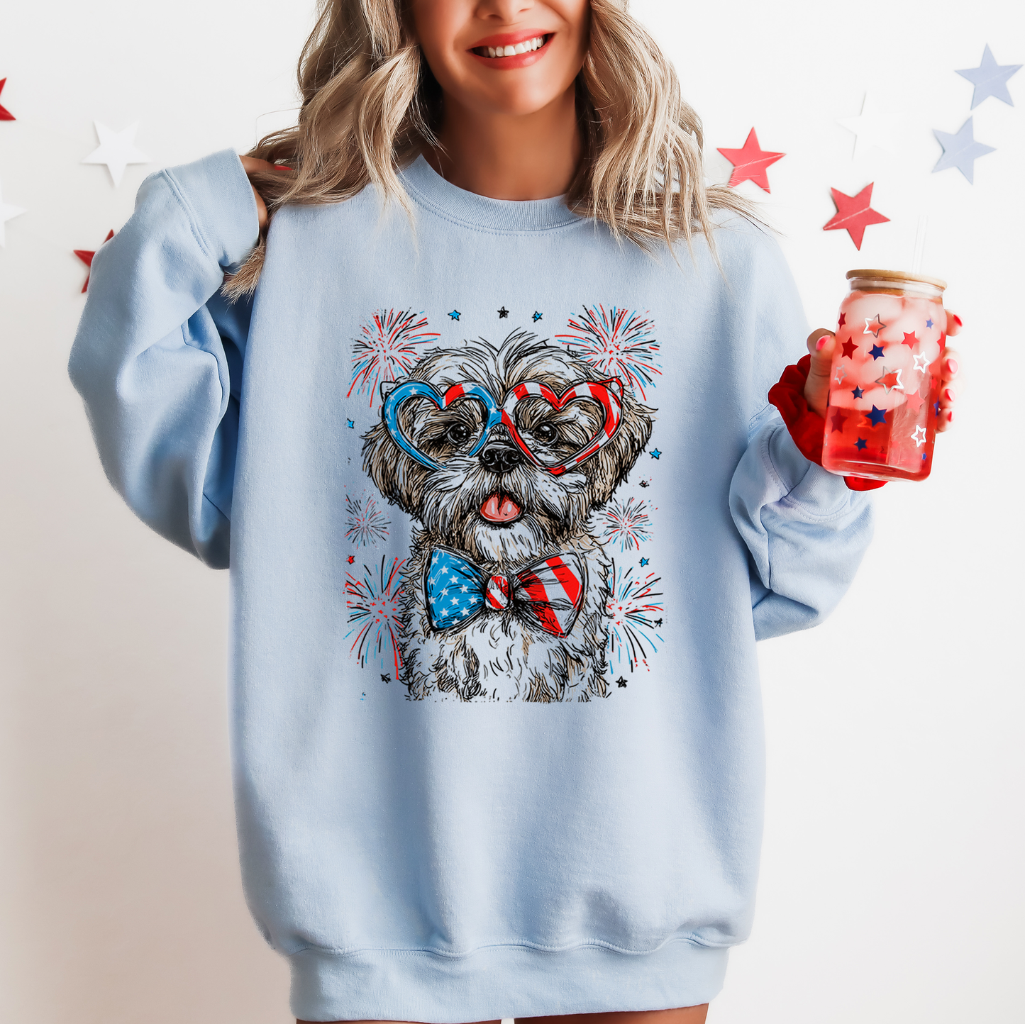 Shih Tzu Patriotic Dog, USA, America, Pet Lover, 4th of July Sweatshirt
