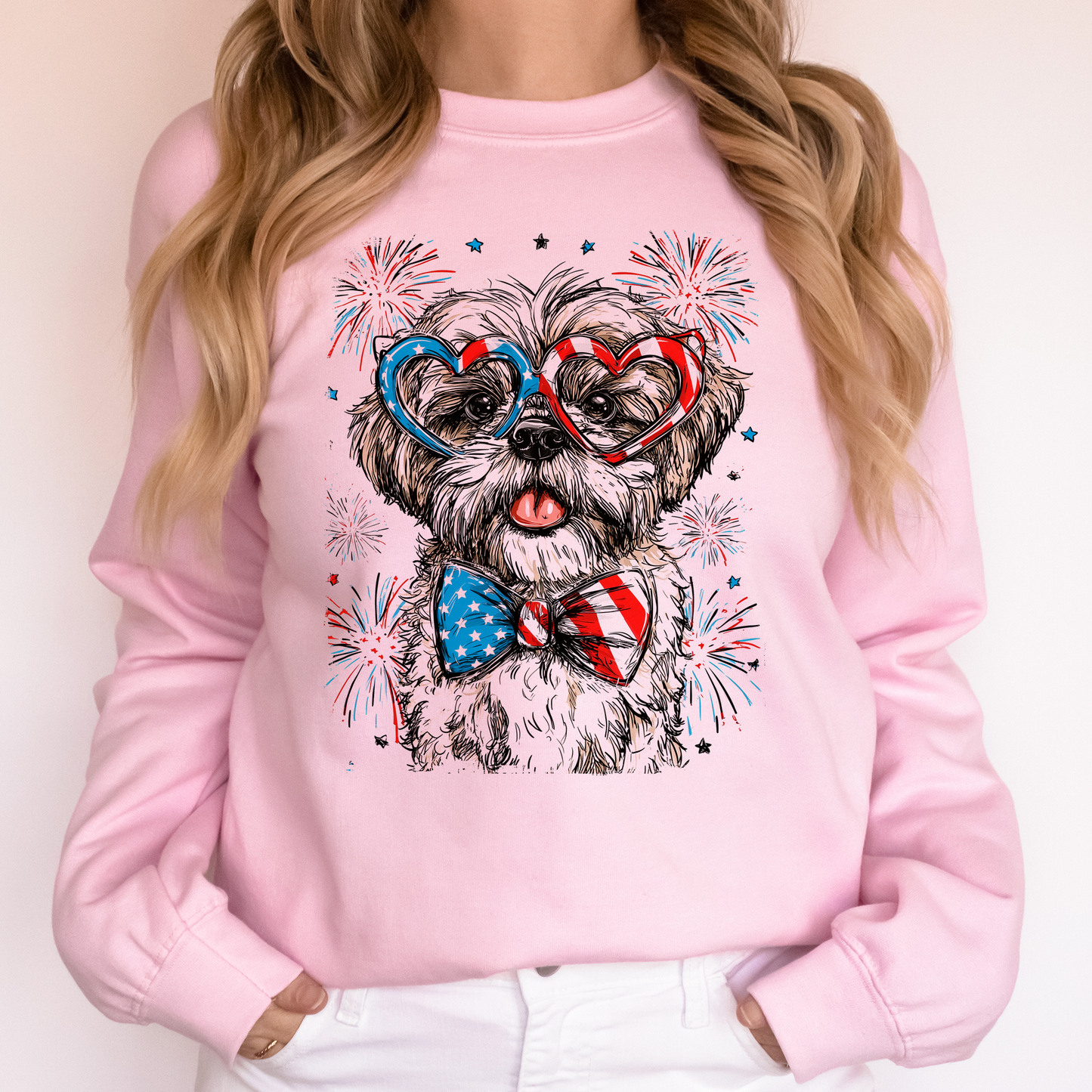Shih Tzu Patriotic Dog, USA, America, Pet Lover, 4th of July Sweatshirt
