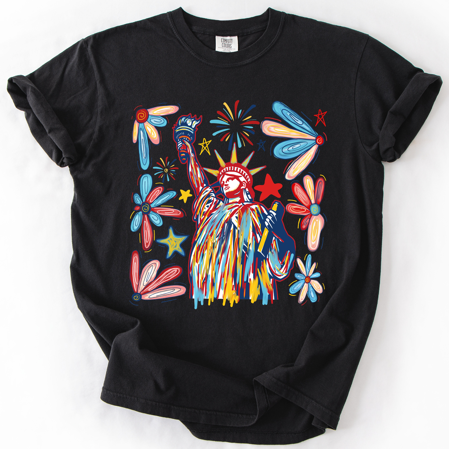 Statue Of Liberty, Patriotic, USA, Colorful, America, Fourth Of July, Comfort Colors T-Shirt