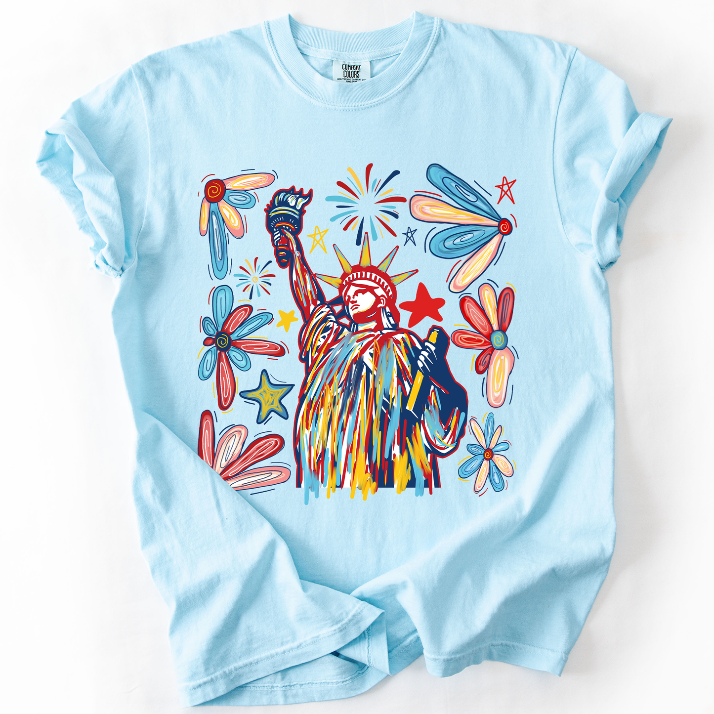 Statue Of Liberty, Patriotic, USA, Colorful, America, Fourth Of July, Comfort Colors T-Shirt