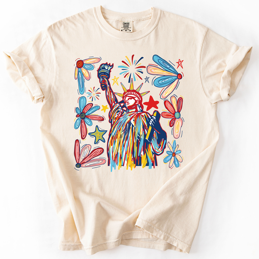 Statue Of Liberty, Patriotic, USA, Colorful, America, Fourth Of July, Comfort Colors T-Shirt