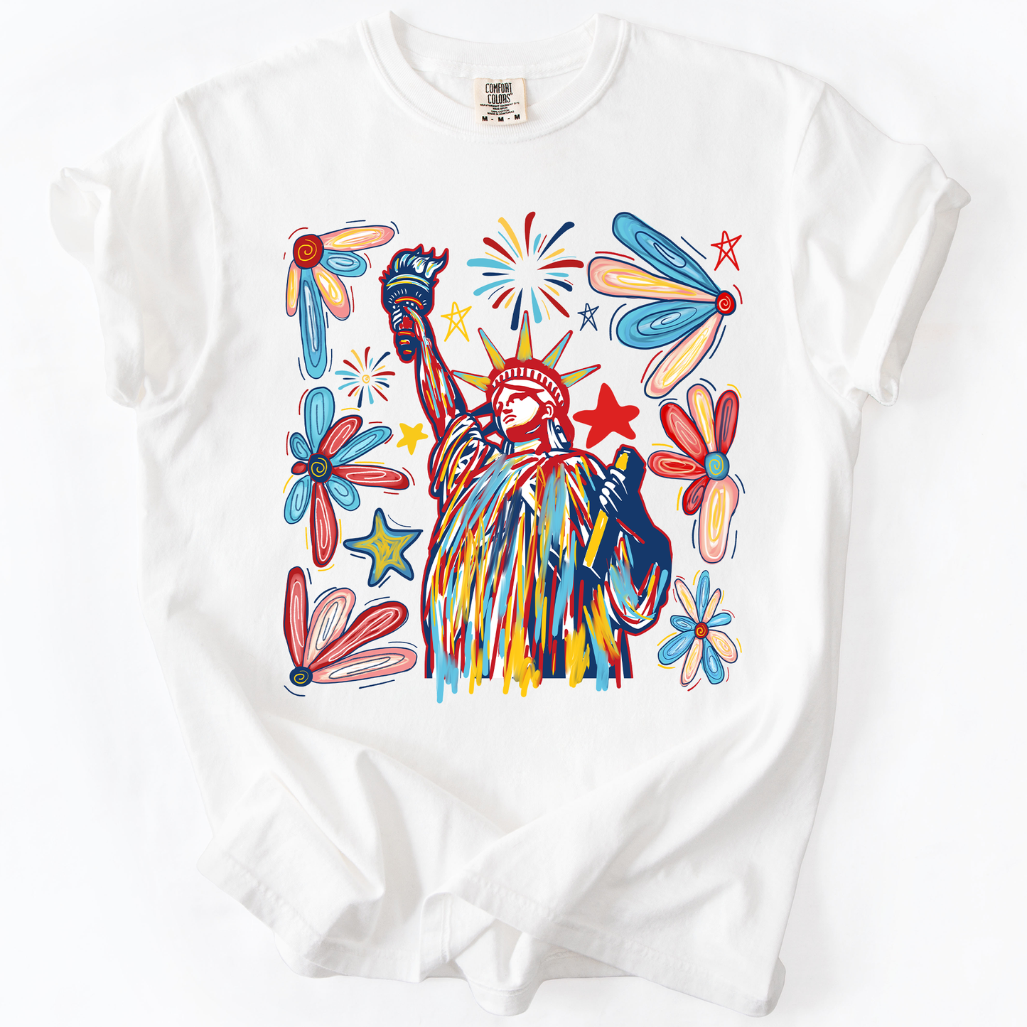 Statue Of Liberty, Patriotic, USA, Colorful, America, Fourth Of July, Comfort Colors T-Shirt