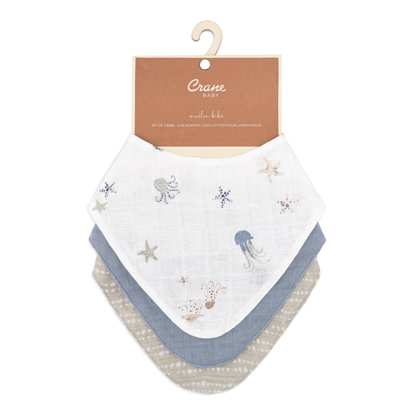 Cove 3-pc. Muslin Bib Set (Sea Life)
