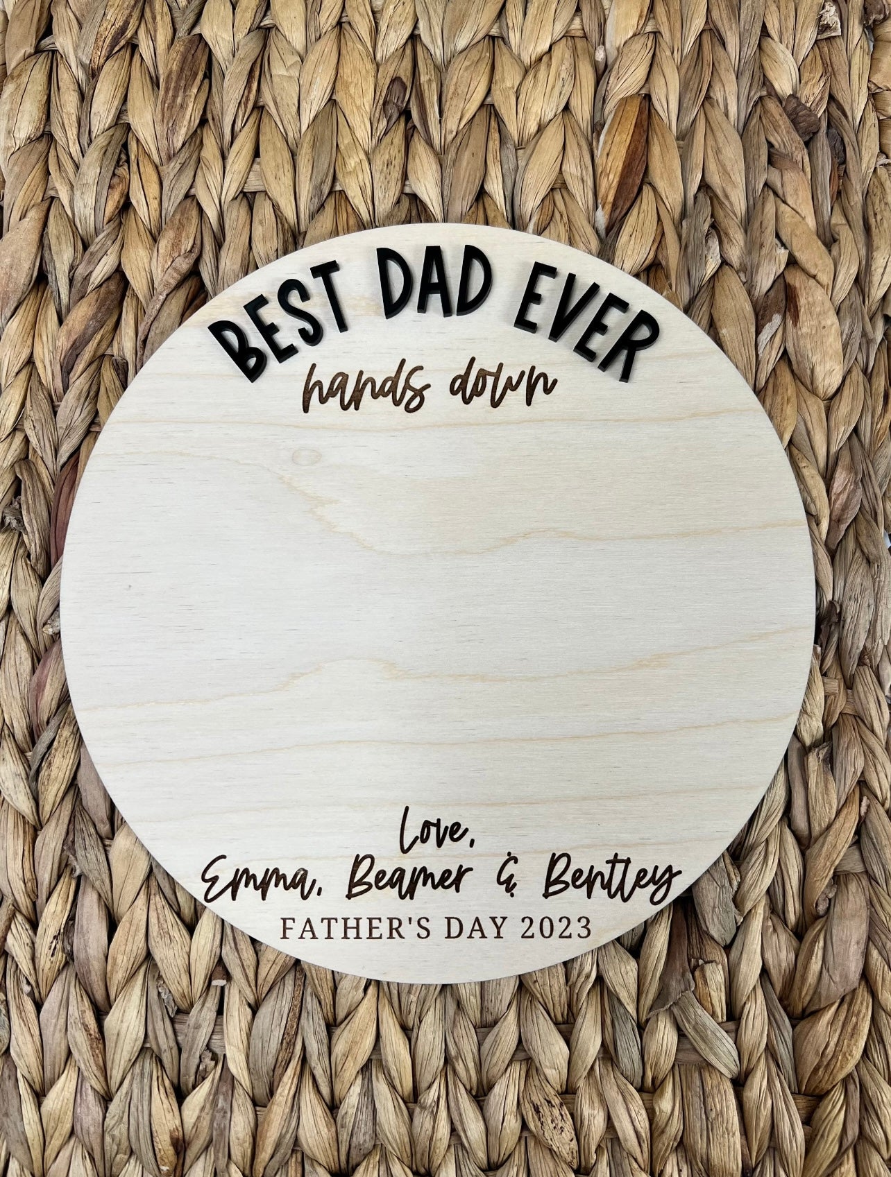 DIY Fathers Day Gift, Fathers Day Round Handprint Sign