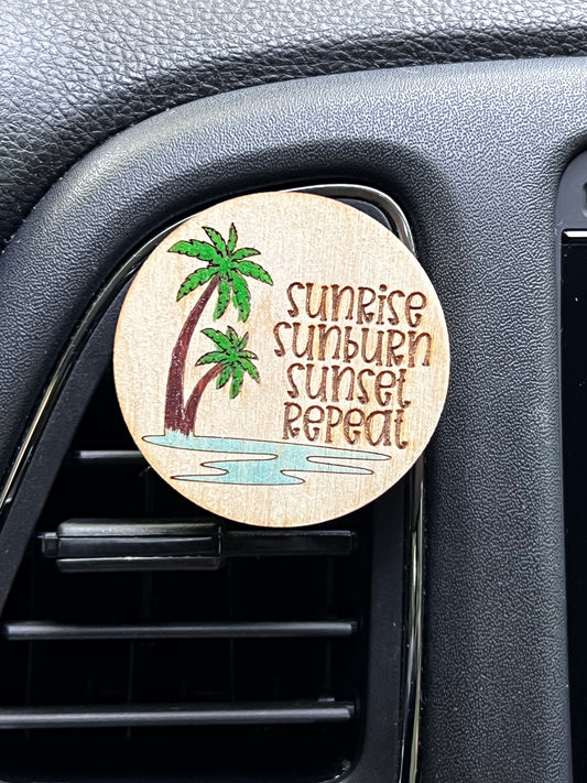 Sunrise Sunburn Repeat Car Air Freshener/ Diffuser  for Essential Oils | Car Vent Clip