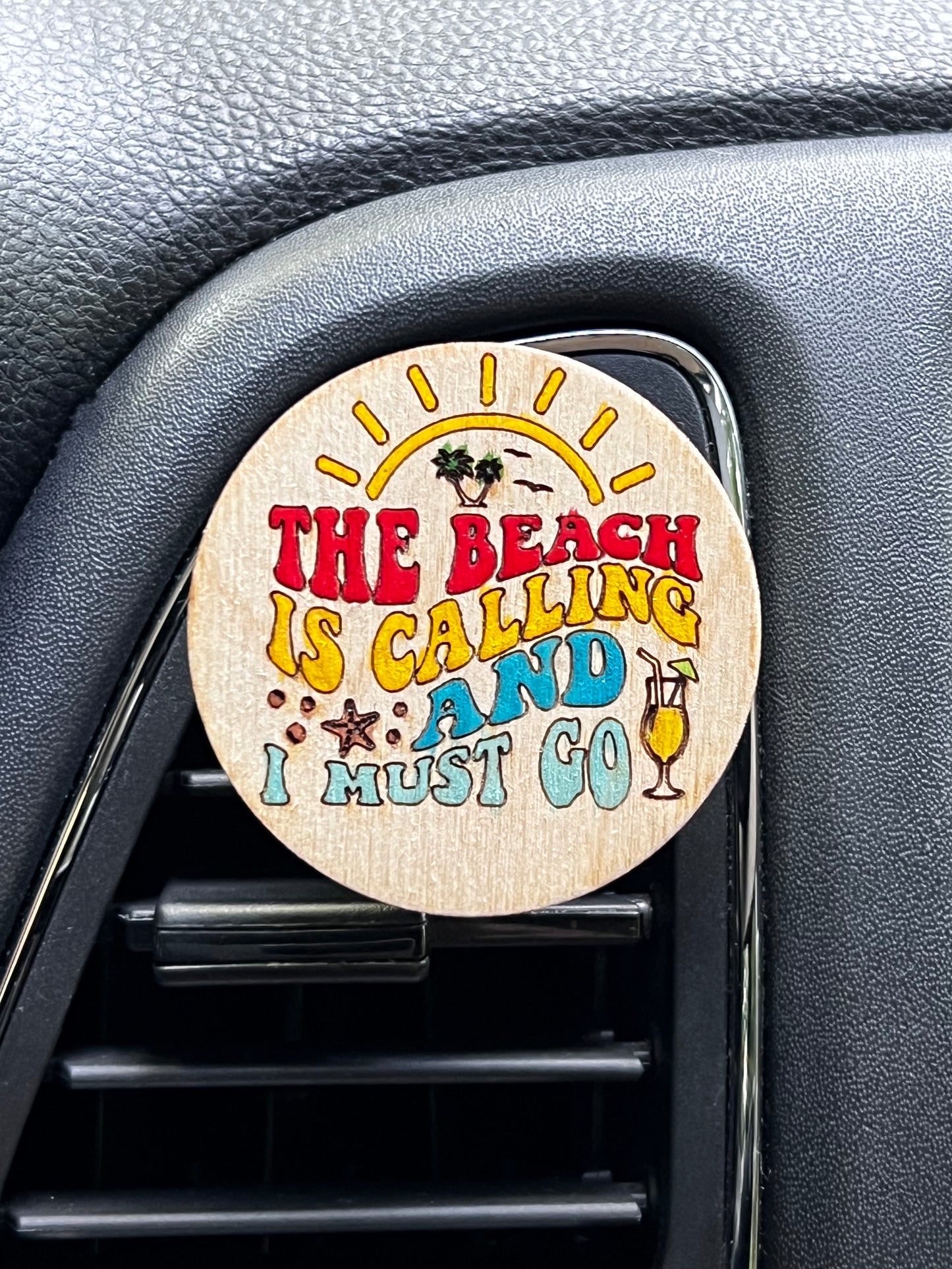 Beach Is Calling Car Air Freshener/ Diffuser  for Essential Oils | Car Vent Clip