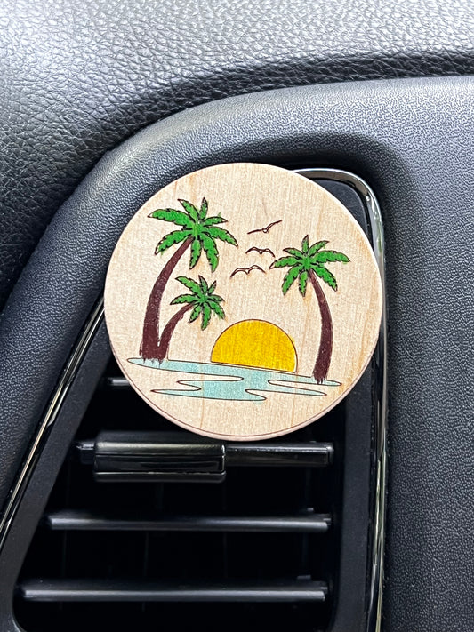 Beach Scene Car Air Freshener/ Diffuser  for Essential Oils | Car Vent Clip