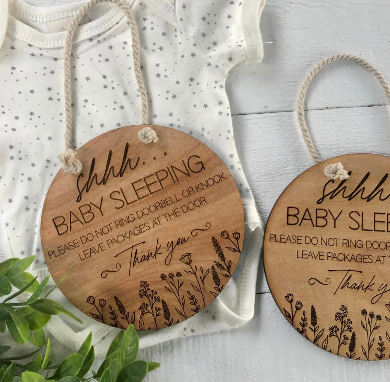 Baby sleeping sign | Door Hanger | Wreath Sign | Don't Ring Doorbell Sign | Shhh Baby Sleeping | Front Door Sign