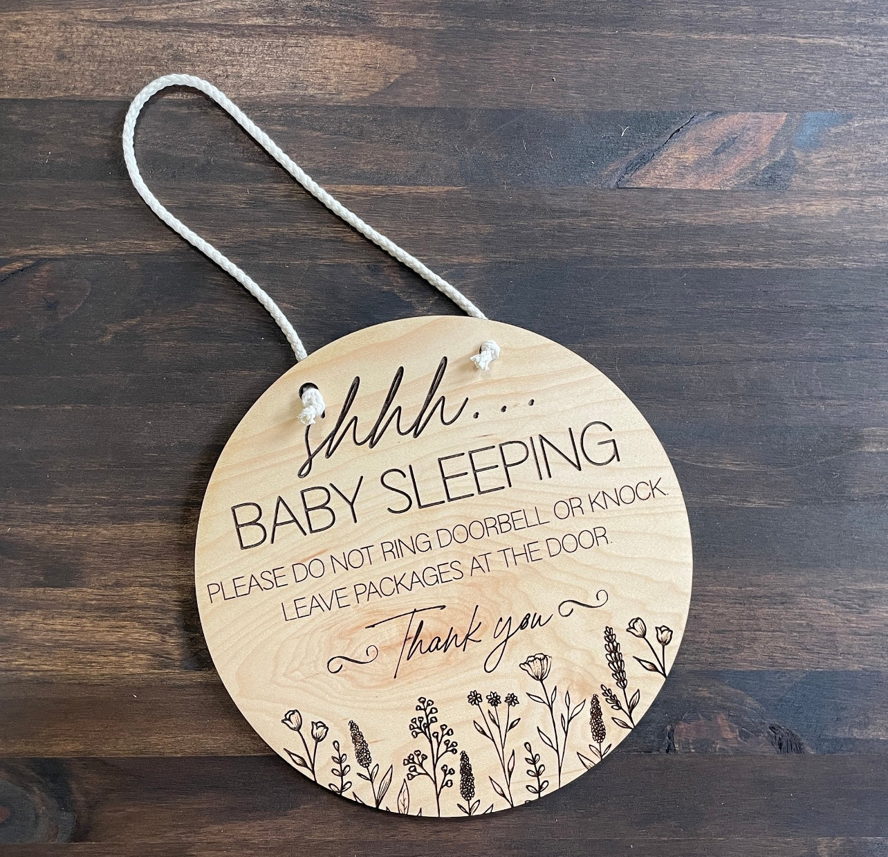 Baby sleeping sign | Door Hanger | Wreath Sign | Don't Ring Doorbell Sign | Shhh Baby Sleeping | Front Door Sign