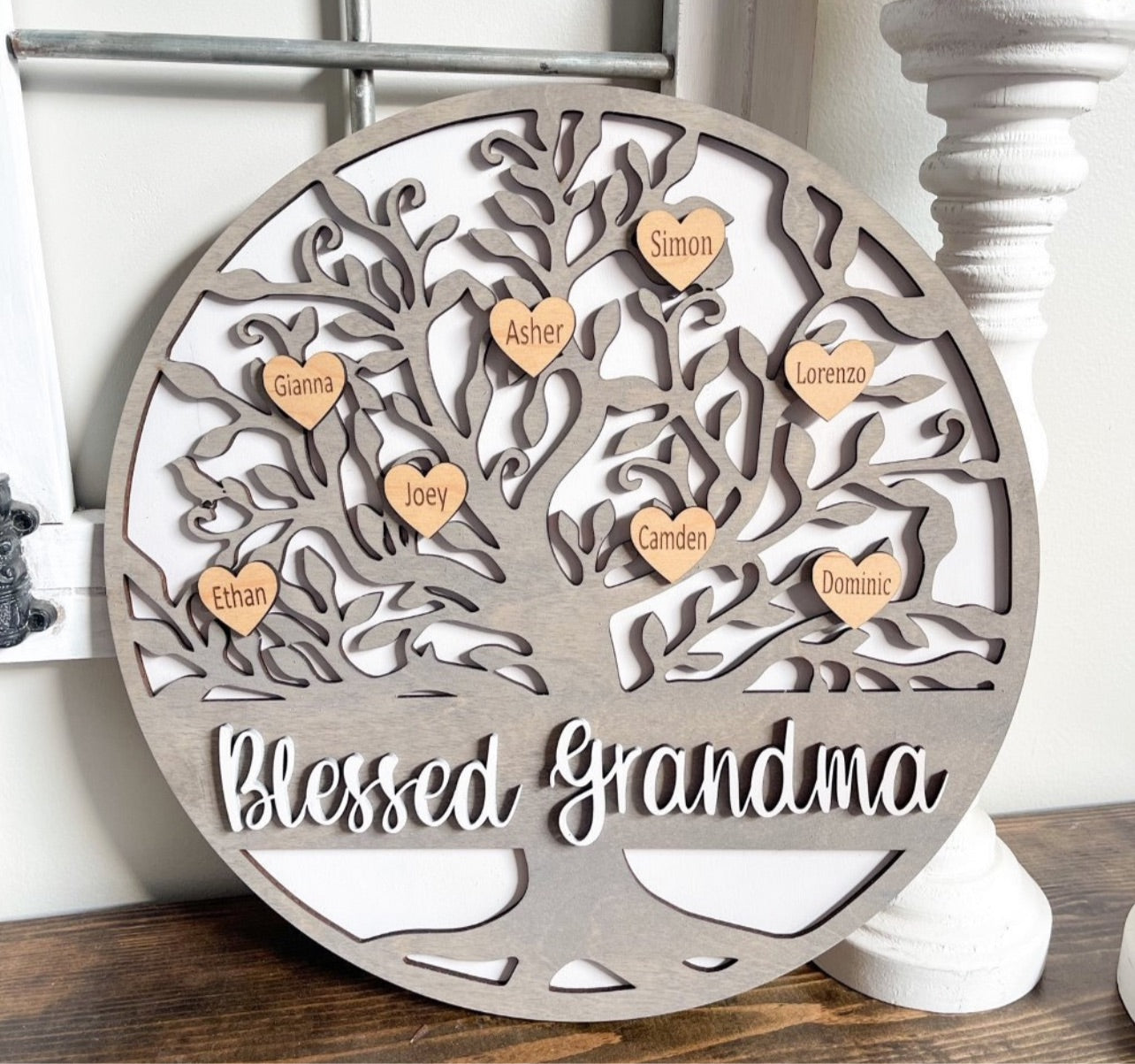 Engraved Wood Family Tree Sign