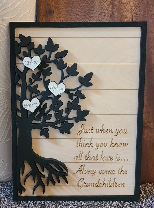 Personalized Family Tree, Keepsake Wooden Wall Art, Mothers Day Gift for Her