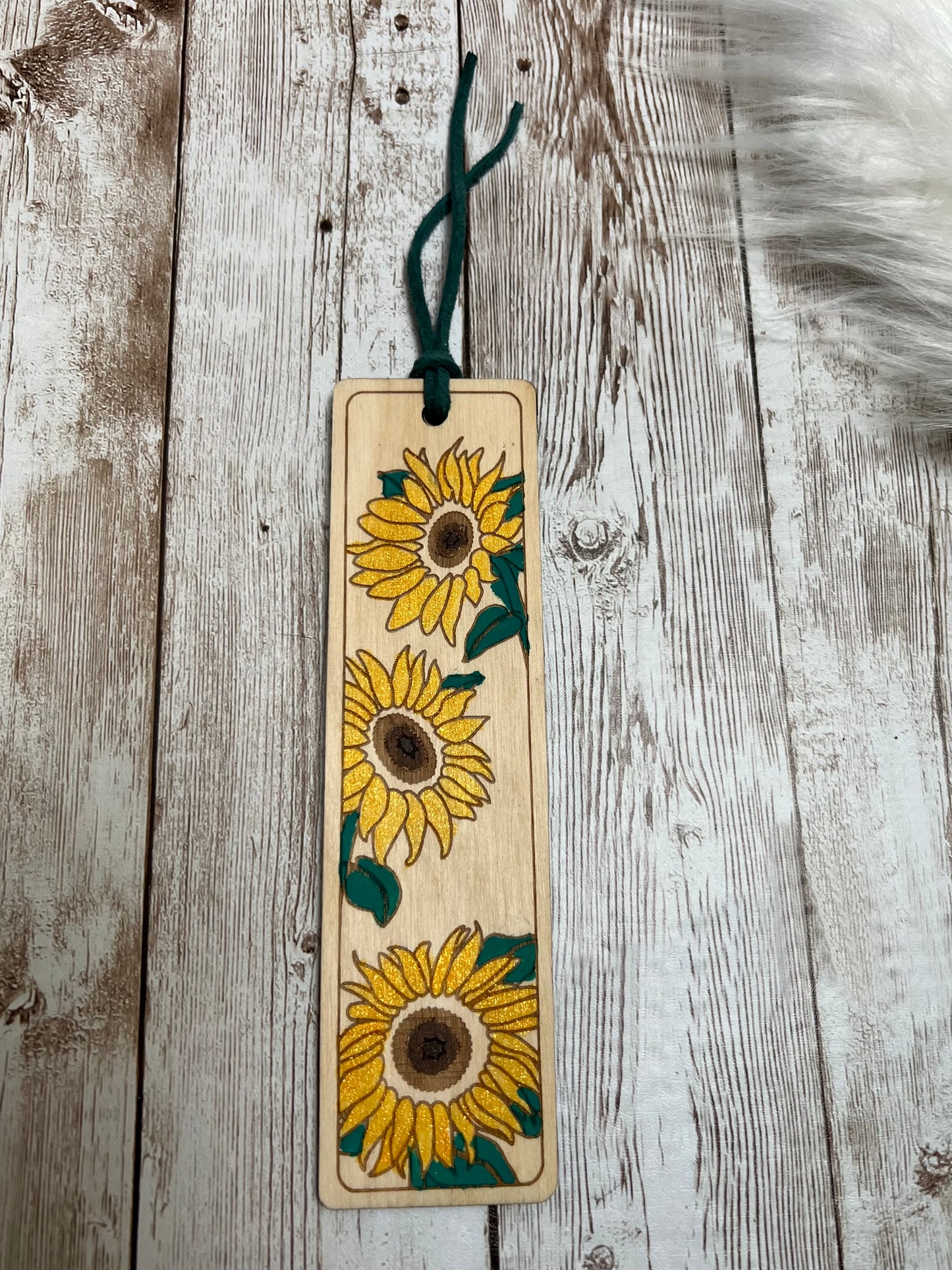 Themed Sunflowers Wooden Bookmark with Tassel