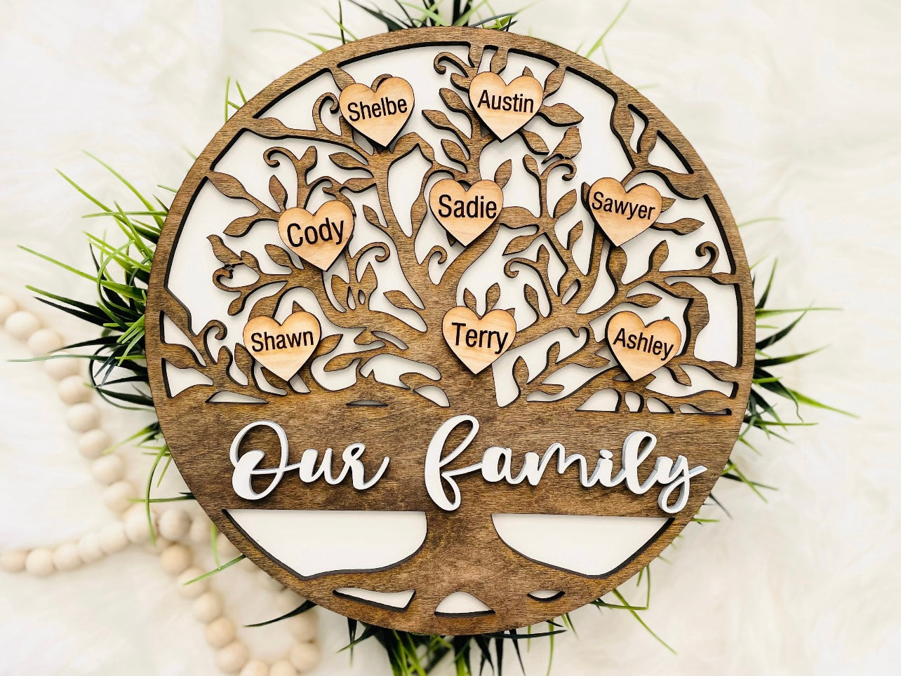 Engraved Wood Family Tree Sign